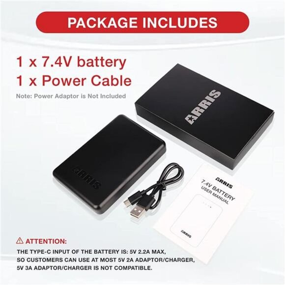 2022 7.4V 5500mAH Rechargeable Battery for ARRIS Heated Jackets and Heated Vests - Picture 4 of 5